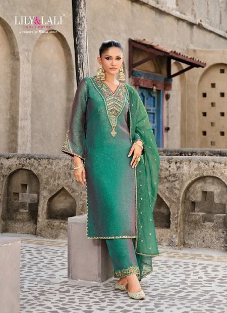 Dilbar By Lily And Lali Shimmer Silk Kurti With Bottom Dupatta Wholesalers In Surat
